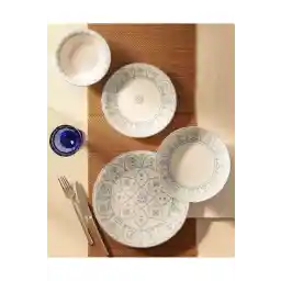 Madame Coco طقم سفرة روبن 24 قطعة لـ 6 أشخاص - أزرق/أبيض