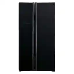 هيتاشي ثلاجة ببابين متجاورين بسعة صافية 595 لتر من انفرتر سيريز أسود زجاجي - RS700PUK0GBK