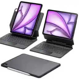 ESR iPad Air 13 Inch (M3/M2, 2025/2024) Case with Keyboard, Keyboard Case with Adjustable Magnetic Stand, Up/Raised Mode, Removable Protective Case, Rebound 360 Series, Black