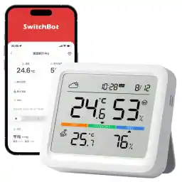 SwitchBot Thermometer/Hygrometer, Pro Thermometer, Hygrometer - Switchbot Comfort Index, Large Screen, Temperature and Hygrometer, Digital, Weather Forecast, Clock, Desktop, Calendar, Smartphone