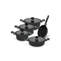 Fissman طقم أواني طهي غير لاصقة من 9 قطع - Xylanplus، قاعدة حثية مطلية بالرخام، مقابض مقاومة للحرارة