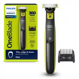 Philips Norelco OneBlade 360 Hybrid Face, Electric Beard Trimmer and Shaver, with 360 Blade Technology, 1x 360 Blade for Face, 5in1 Adjustable Comb, Model QP2724/90