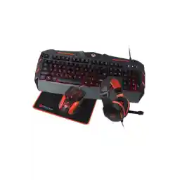 مجموعة مكونة من لوحة مفاتيح وماوس 4 في 1 من ميشن-أسود/أحمر