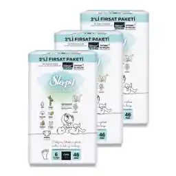 Sleepy Bio Natural 2'li Fırsat Paketi Bebek Bezi 6 Numara Xlarge 46 Adet Cırtlı Bez