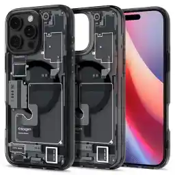 Spigen iPhone 16 Pro Max ile Uyumlu ince MagSafe Kılıf Ultra Hybrid Sararma Karşıtı DuraClear™ Hava Kanalı Teknolojisi™ Askeri Sınıf Koruma MagFit Zero One Black Tasarım Kapak - ACS08004