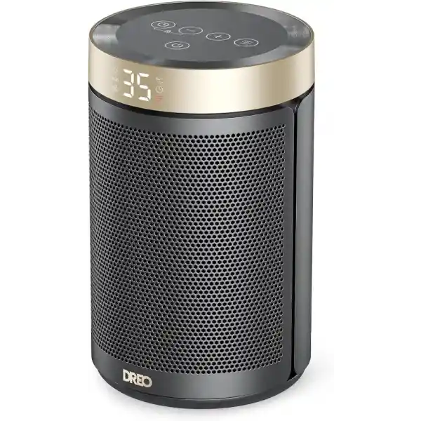 Dreo Energy Saving Fan Heater, 34 dB Quiet 1500 W Electric PTC Ceramic, Thermostat, Overheating & Tilt Protection, 12 Hour Timer, Electric Heater for Rooms, Bedroom, Atom 316, Gold