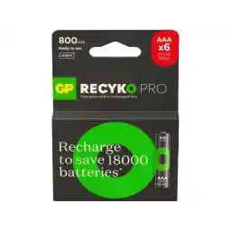GP Batteries ReCyko Pro AAA İnce Ni-Mh Şarjlı Pil, 1.2 Volt, 6'lı Kart