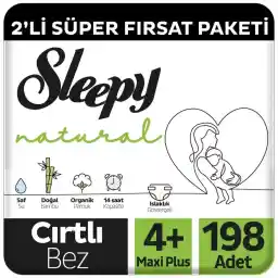 Sleepy Natural 2'li Fırsat Paketi Bebek Bezi 4+ Numara Maxi Plus 198 Adet
