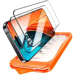 Just One Pull Aerospace Materials TORRAS iPhone 16 Plus / 15 Plus Glass Film Full Protection Reinforced Extra Fine Edge Over 9H Bubble-Free Anti-Fingerprint 2 Guide Frame 6.7 Inch Film for iPhone 16