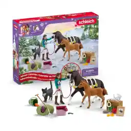 schleich Horse Club Advent Calendar Horse Club 2025 - 99092 with Movable Figure Lisa, 2 Horse Figures, Cat, Bridle & Many Accessories, Gift Idea for Children from 5 Years, 36 Pieces