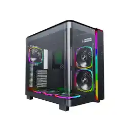 MONTECH, KING 95 PRO Dual-Chamber ATX Mid-Tower PC Gaming Case, High-Airflow, Toolless Panels, Sturdy Curved Tempered Glass Front, Six ARGB PWM Fan Pre-installed with Fan Hub, Black