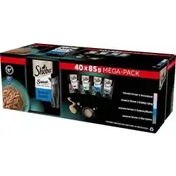 Sheba Sauscollectie vershoudzakjes nat voer selectie vissen voor volwassen katten 4 soorten 40 x 85 g
