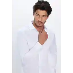 Tudors Slim Fit Long Sleeve Cotton Plain Men's White Shirt