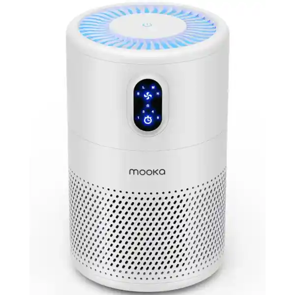 MOOKA Air Purifiers for Home Large Room up to 1076 ft², H13 True HEPA Air Filter Cleaner, Odor Eliminator, Remove Smoke Dust Pollen Pet Dander, Night Light(Available for California)