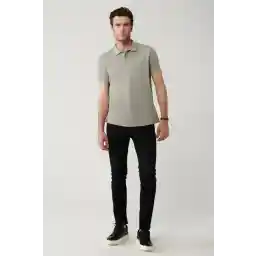 Avva Men's Black Antique Washed Flexible Jeans Pants E 003512