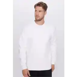 Tudors Unisex Relax Fit Comfortable Cut 100% Cotton Basic White Crew Neck Sweatshirt