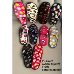 Ems 5 li Paket Ev Terliği Çeyiz Terliği Kışlık Terlik Ses Yapmaz Hafif Taban Taban Kapalı Ev Terliği...