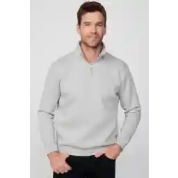 Tudors Unisex Relax Fit Rahat Kesim Pamuklu Içi Polarlı Yarım Fermuarlı Taş Renk Dik Yaka Sweatshirt