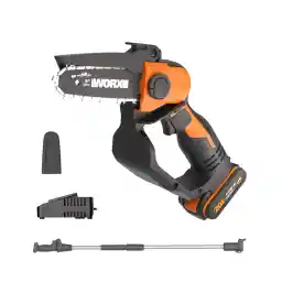 WORX PowerShare Mini Chainsaw 18 V (Max 20 V) WG324E.1, 12 cm Guide Rail, Low Vibration, Lightweight and Portable, 1 Battery and 1 Charger Included