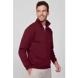 Tudors Unisex Relax Fit Rahat Kesim Pamuklu Içi Polarlı Yarım Fermuarlı Bordo Dik Yaka Sweatshirt