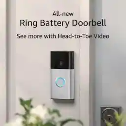 Ring Battery Doorbell (newest model), Home or business security with Head-to-Toe video, Live View with Two-Way Talk, and Motion Detection & Alerts, Satin Nickel