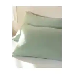 English Home Green 2-Piece Plain Cotton Pillowcase Set