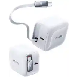 TORRAS Type C Charger, 40 W, Rapid Charger, PD3.0 Compatible, Type-C Cable Blue Type, iPhone Smartphone Charger, Folding Plug, PSE Certified, Compatible with iPhone 15/14/13/12/11 Series, iPad,