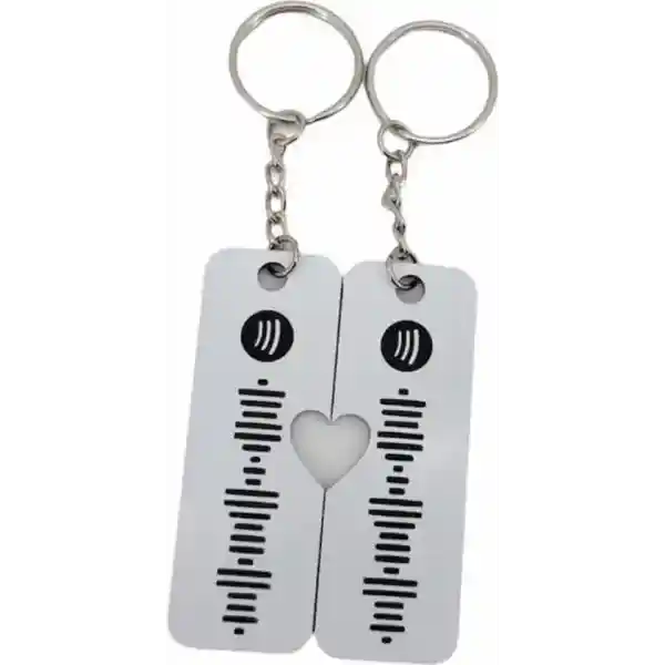 Gepersonaliseerde Spotify Sleutelhanger | Wit/Zwart | Set van 2 | Love Design | Perfect Muziekcadeau voor Koppels & Feestdagen!