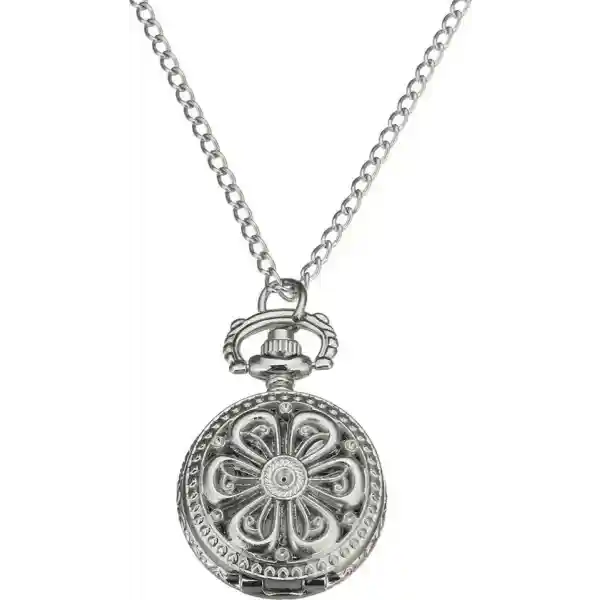 Treasure Trove Kettinghorloge Opengewerkte Bloem - Vrouwen - Zilverkleurig - 80cm