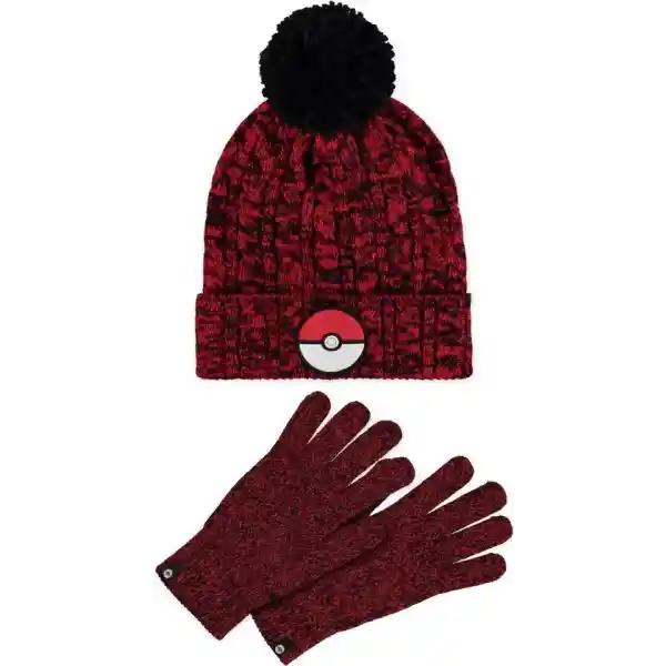 Pokémon - Pokéball Muts & Handschoenen Set - Rood