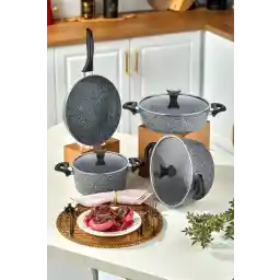 Taç Mastercook 7 Parça Granit Tencere Seti Gri
