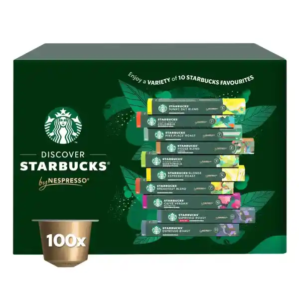 Starbucks Variety Pack of 10 Flavors by Nespresso Coffee Pods (Pack of 10, Total 100 Capsules) [Amazon Exclusive]