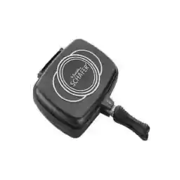 Schafer Granite Square Double Grill Pan 32 Cm - Black Double-Sided Detachable Twin Pan
