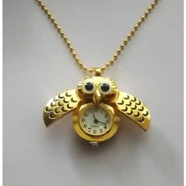 Treasure Trove - Kettinghorloge Uil - Horloge Dames - Goudkleurig - Lange Ketting