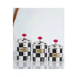 ACAR Makenzi Enameled Checkerboard Pattern 3-Piece Spice Set