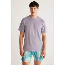 GRIMELANGE Javed Towel Regular Purple T-shirt