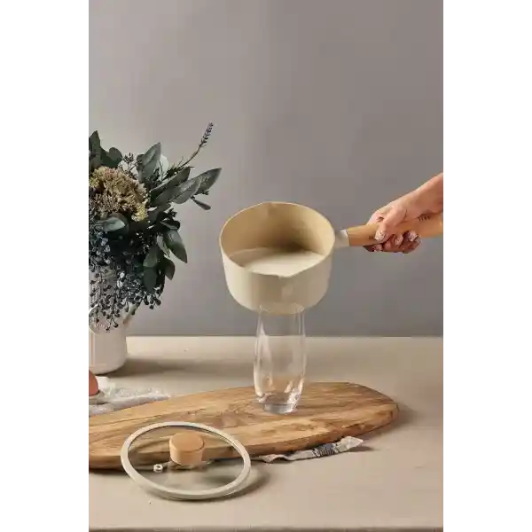 NEOFLAM Fika Aluminum Casting 16 cm Beige Milk Pan
