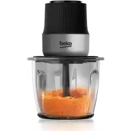Beko food chopper 2 speed, 1 L Glass Bowl, Stainless steel 2 blades, Inox Housing - CHG 81442 BX