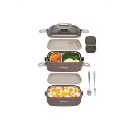 Fissman Double Deck Lunch Box 1800ml With Sauce Cup, Spoon And Fork Compartment