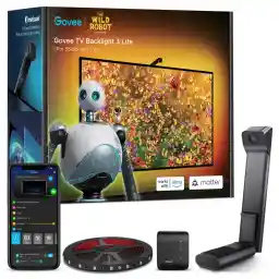 Govee TV Backlight 3 Lite with Fish-Eye Correction Function Sync to 55-65 Inch TVs, 11.8ft RGBICW Wi-Fi LED Strip Lights with Camera, 4 Colors in 1 Lamp Bead, Voice and APP Control, Adapter