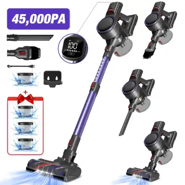 Aiibot 36000Pa Akku Staubsauger,500W Staubsauger Kabellos, Staubsauger mit Anti-Verhedderung-Bürste,6 in 1 akkustaubsauger,50Min,1.6L