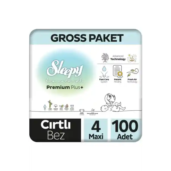 Sleepy Bio Natural Premium Plus Gross Paket Bebek Bezi 4 Numara Maxi 100 Adet
