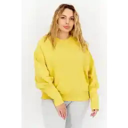 Levi's Women Crew Neck Long Sleeve Plain Sweatshirt, Yellow