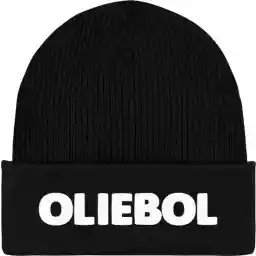 Oliebol - Zwarte Geborduurde Beanie met 3M Thinsulate - Heren Dames Uniseks Mutsen - Grappig Oud En Nieuw Snack Cadeau - Feestdagen kadotje