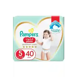 Pampers حفاضات بريميوم كير، مقاس 5، جونيور، 12-18 كجم، عبوة ضخمة، 40 قطعة