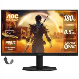 AOC Gaming Monitor 24G42E/11, 23.8", Full HD/1920 x 1080@180Hz, 0.5ms Response Time (MPRT), Fast IPS, HDMI 2.0 x 1/ DP1.4x1, Blue Light Reduction, Flicker Free, Adaptive Sync, HDR10 Compatible, 3 Year