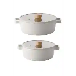 NEOFLAM Fika Beige 4 Piece Cookware Set - 22 cm and 24 cm Pot