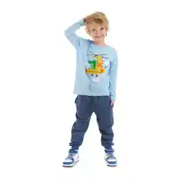 Denokids Boy's Helicopter Long Sleeve T-shirt and Trousers Set