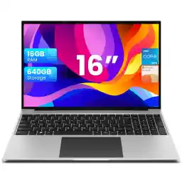 jumper Laptop 16 Inches, Up to 2.5 GHz N95 Processor (16 GB RAM 640 GB ROM), Office 365 1-Year Subscription, Notebook Computer with Number Keyboard, Stereo Speaker, WiFi, HDMI, 2024