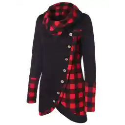 Turtleneck Tartan Tunic Sweatshirt